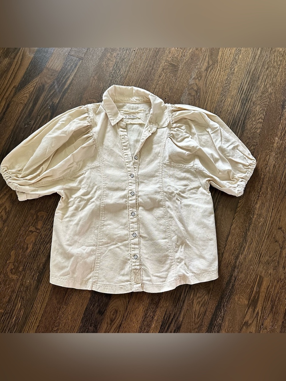 Free People We The Free Off-White puff sleeve Button down Shirt